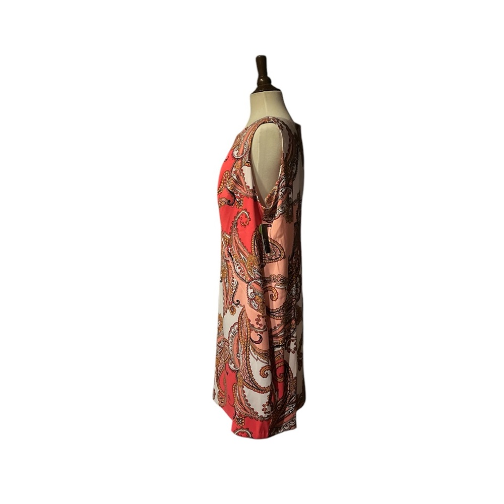 Paisley Print Sleeveless Dress - pink and white - Picture 2 of 6